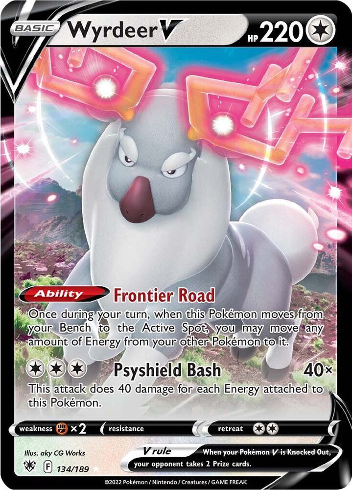 Wyrdeer V Pokémon card from SWSH10: Astral Radiance, card number 134/189
