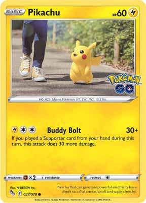 Pikachu (27) Pokémon card from Pokemon GO, card number 027/078