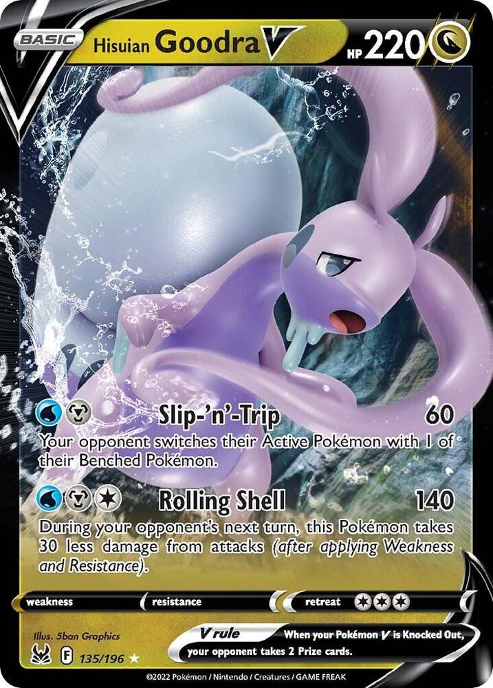 Hisuian Goodra V Pokémon card from SWSH11: Lost Origin, card number 135/196