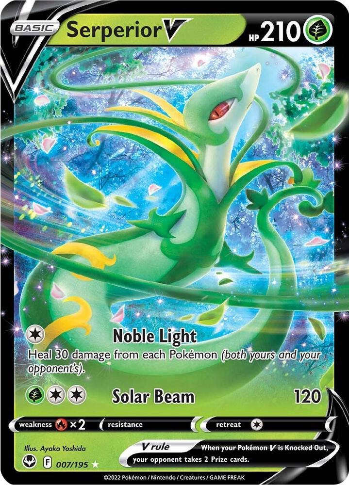 Serperior V Pokémon card from SWSH12: Silver Tempest, card number 007/195
