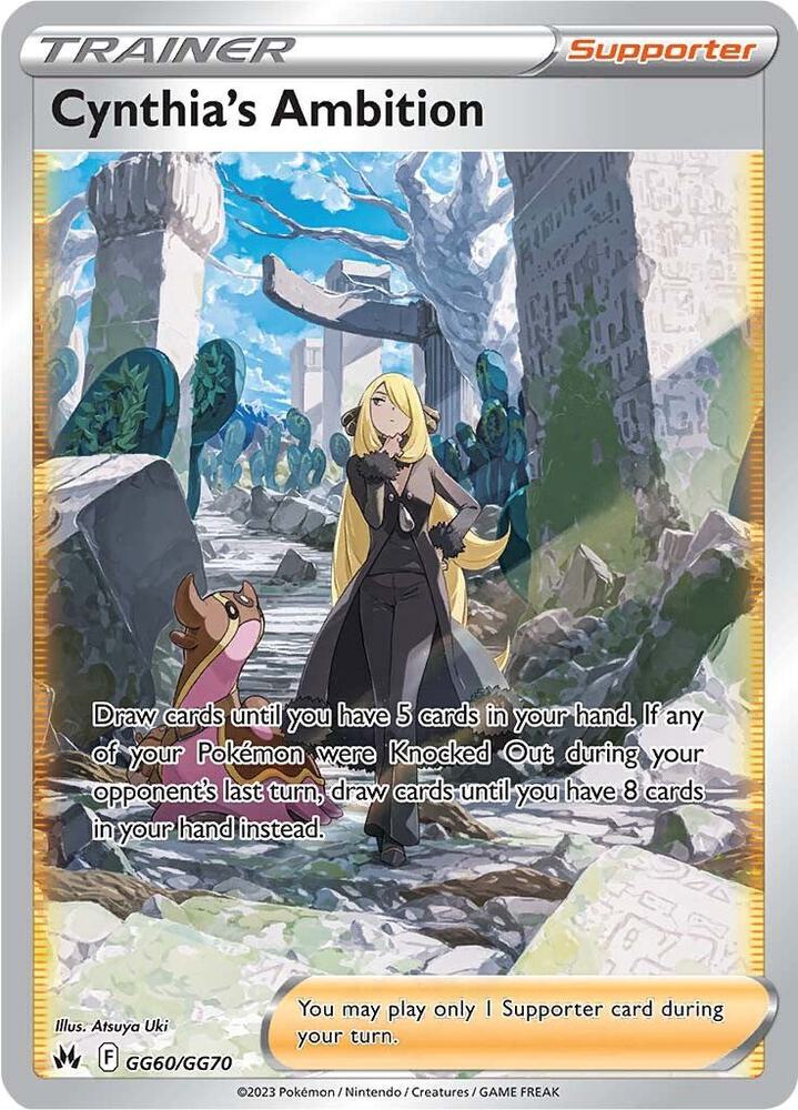 Cynthia's Ambition Pokémon card from SWSH: Crown Zenith: Galarian Gallery, card number GG60/GG70