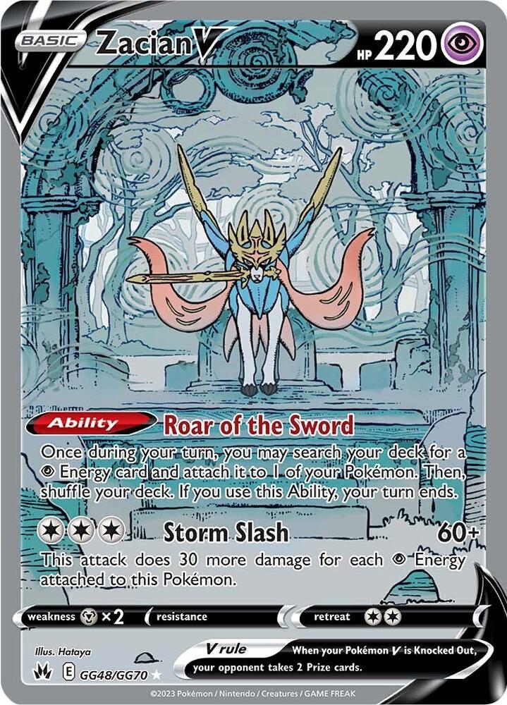 Zacian V Pokémon card from SWSH: Crown Zenith: Galarian Gallery, card number GG48/GG70