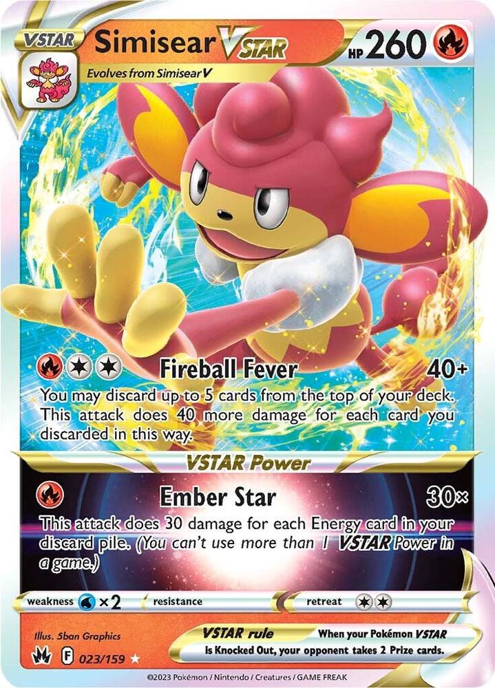 Simisear VSTAR Pokémon card from SWSH: Crown Zenith, card number 023/159