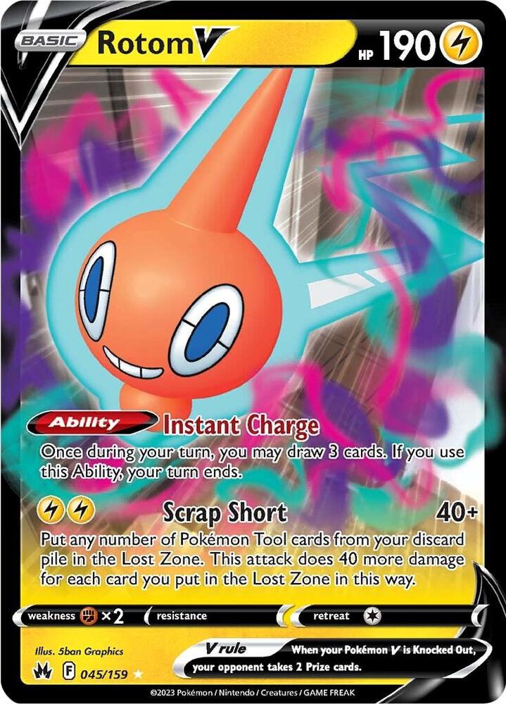 Rotom V Pokémon card from SWSH: Crown Zenith, card number 045/159