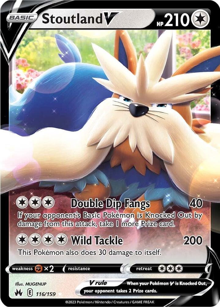 Stoutland V Pokémon card from SWSH: Crown Zenith, card number 116/159