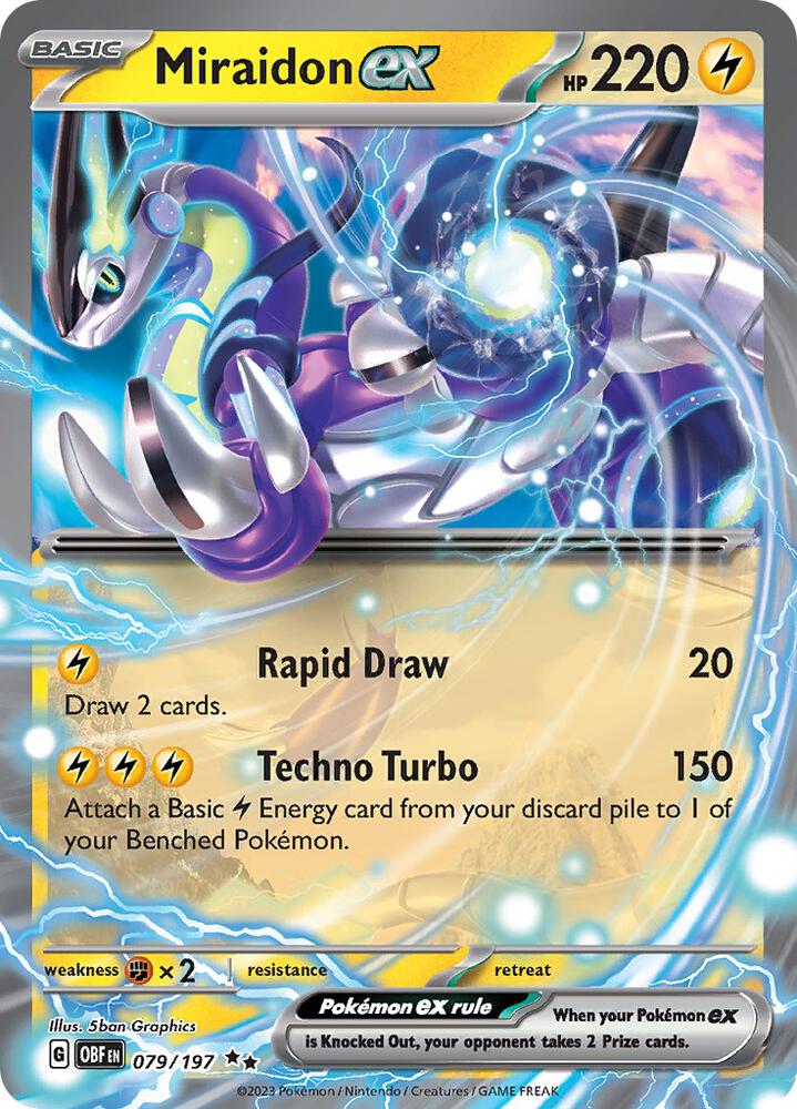 Miraidon ex Pokémon card from SV03: Obsidian Flames, card number 079/197