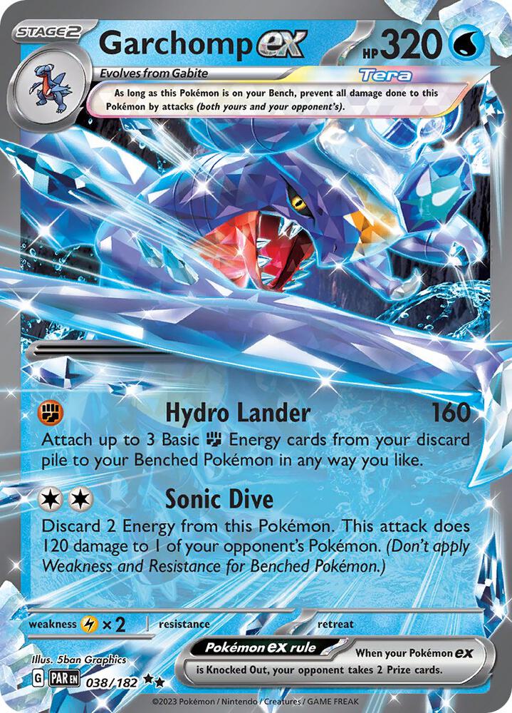 Garchomp ex - 038/182 Pokémon card from SV04: Paradox Rift, card number 038/182