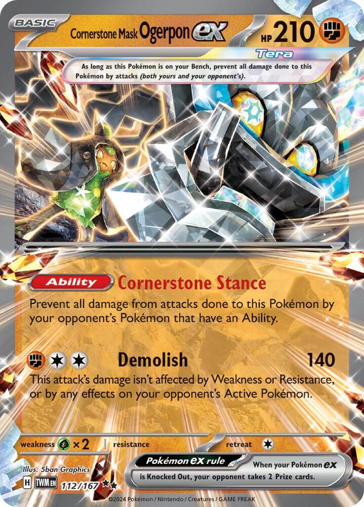 Cornerstone Mask Ogerpon ex - 112/167 Pokémon card from SV06: Twilight Masquerade, card number 112/167