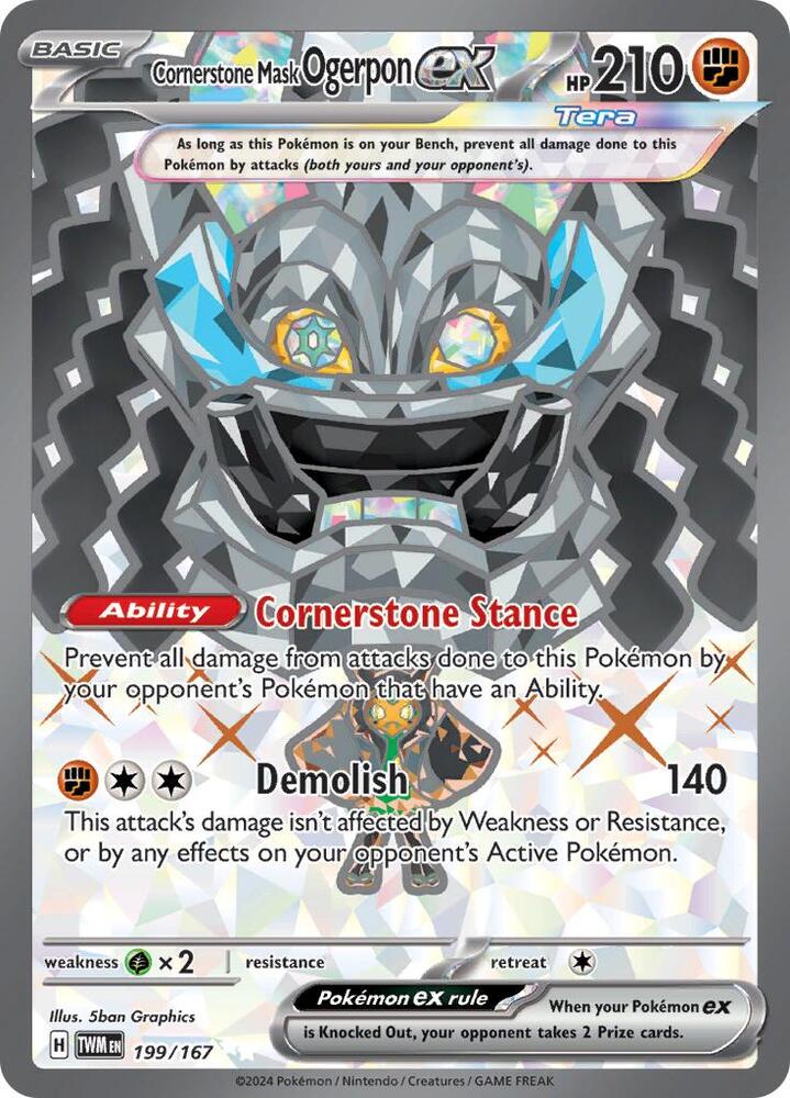 Cornerstone Mask Ogerpon ex - 199/167 Pokémon card from SV06: Twilight Masquerade, card number 199/167
