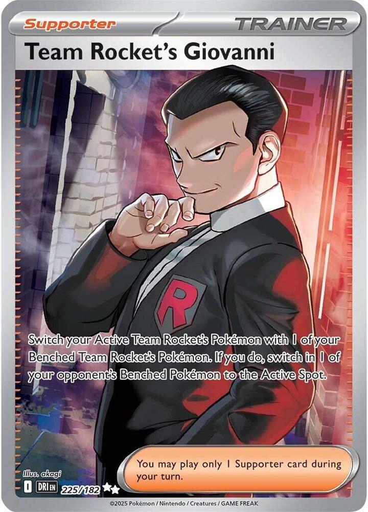 Team Rocket's Giovanni - 225/182 Pokémon card from SV10: Destined Rivals, card number 225/182
